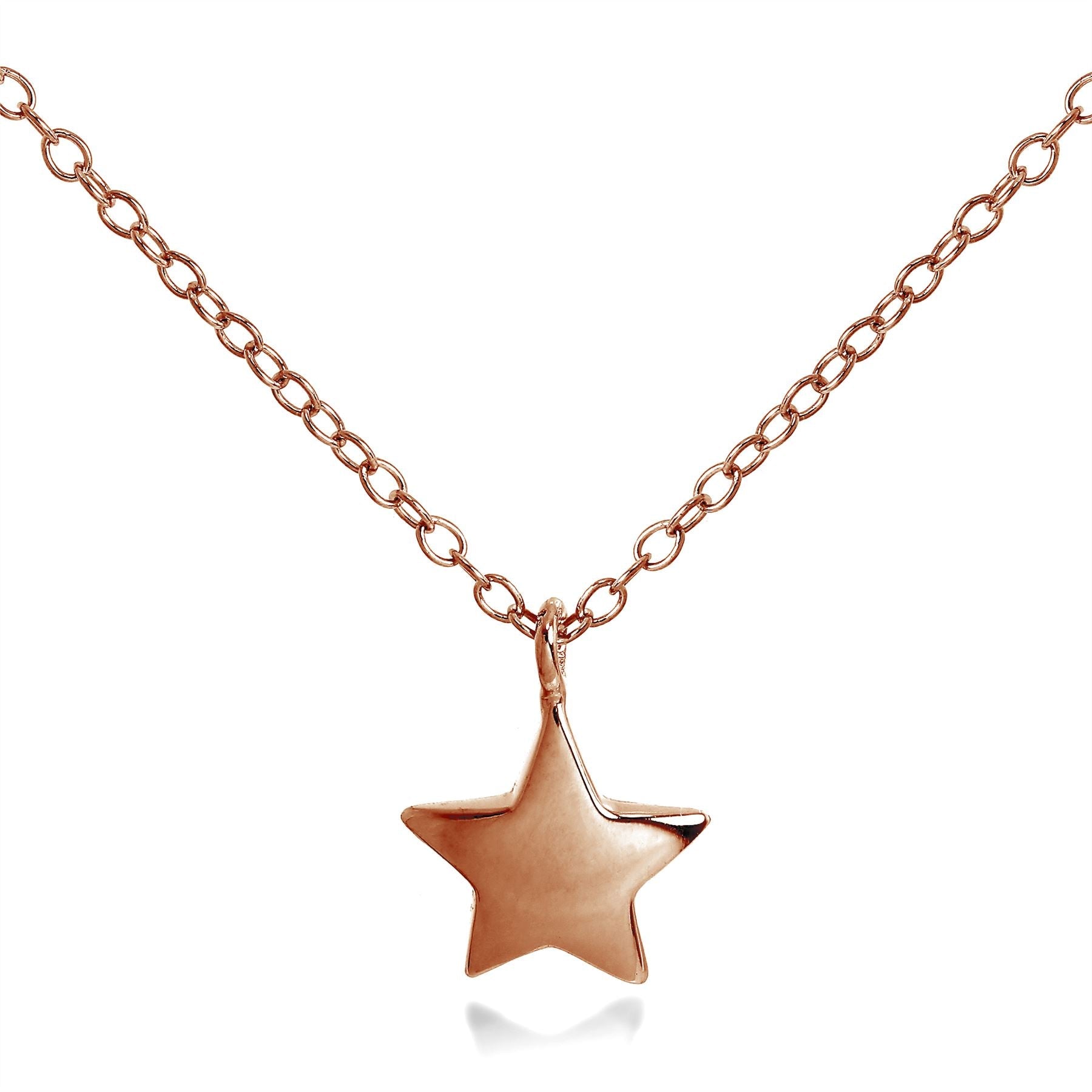 Rose Gold Plated Sterling Silver Star Necklace 18 Inches