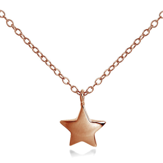 Rose Gold Plated Sterling Silver Star Necklace 18 Inches