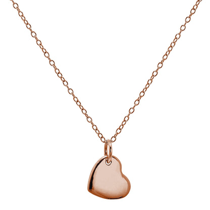 Rose Gold Plated Sterling Silver Engravable Heart 18 Inch Necklace