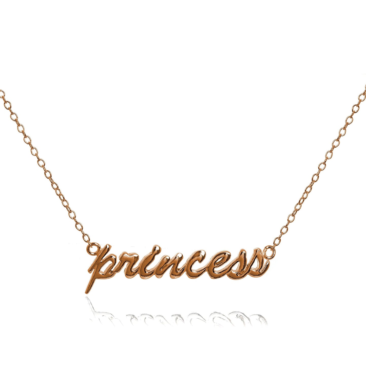 Rose Gold Plated Sterling Silver Princess Necklace 16 Inch