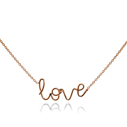 Rose Gold Plated Sterling Silver Love Necklace 16+2 Inches