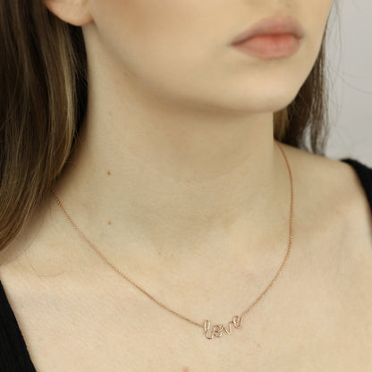 Rosévergoldet Sterlingsilber „LOVE“ Halskette 40,5 + 5cm