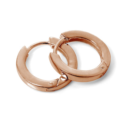 Rose Gold Plated Sterling Silver Square 16mm Huggie Earrings