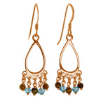 Rose Gold Plated Sterling Silver & Tiger Eye Chandelier Earrings