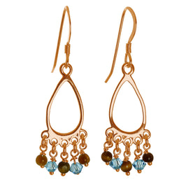 Rose Gold Plated Sterling Silver & Tiger Eye Chandelier Earrings