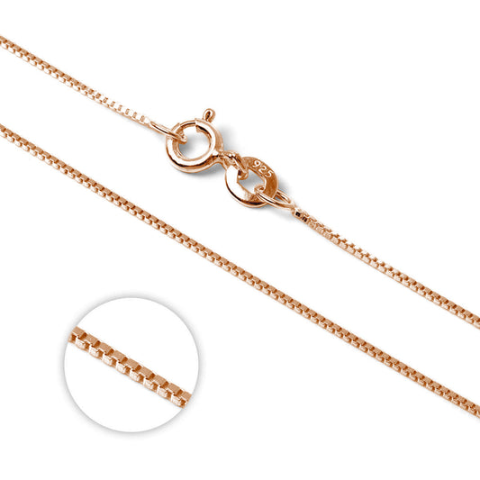 Rose Gold Plated Sterling Silver Box Chain 14 Inches