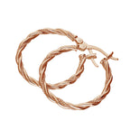 Rose Gold Plated Sterling Silver Twisted Creole Hoop Earrings