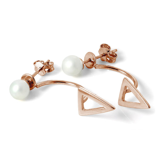 Rose Gold Plated Sterling Silver Pearl Ear Jacket Earrings
