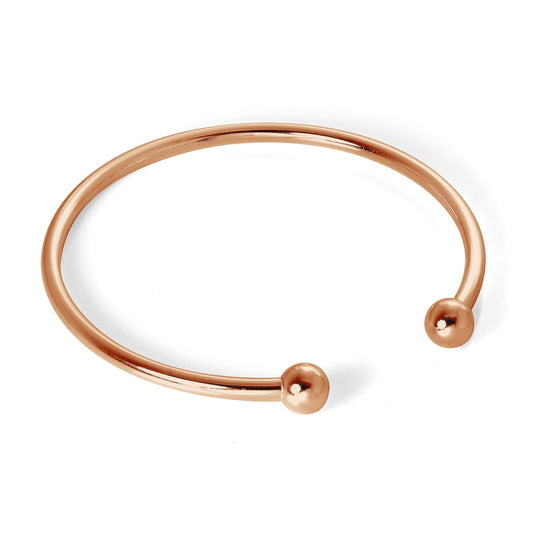 Rose Gold Plated Sterling Silver Hollow 65mm Torque Bangle