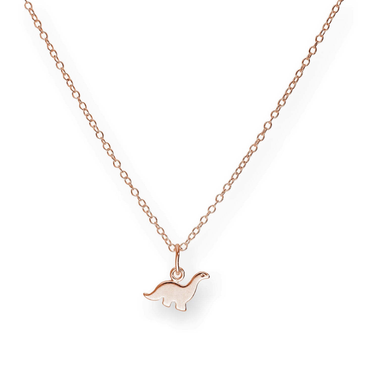 Rose Gold Plated Small Sterling Silver Dinosaur Necklace 18
