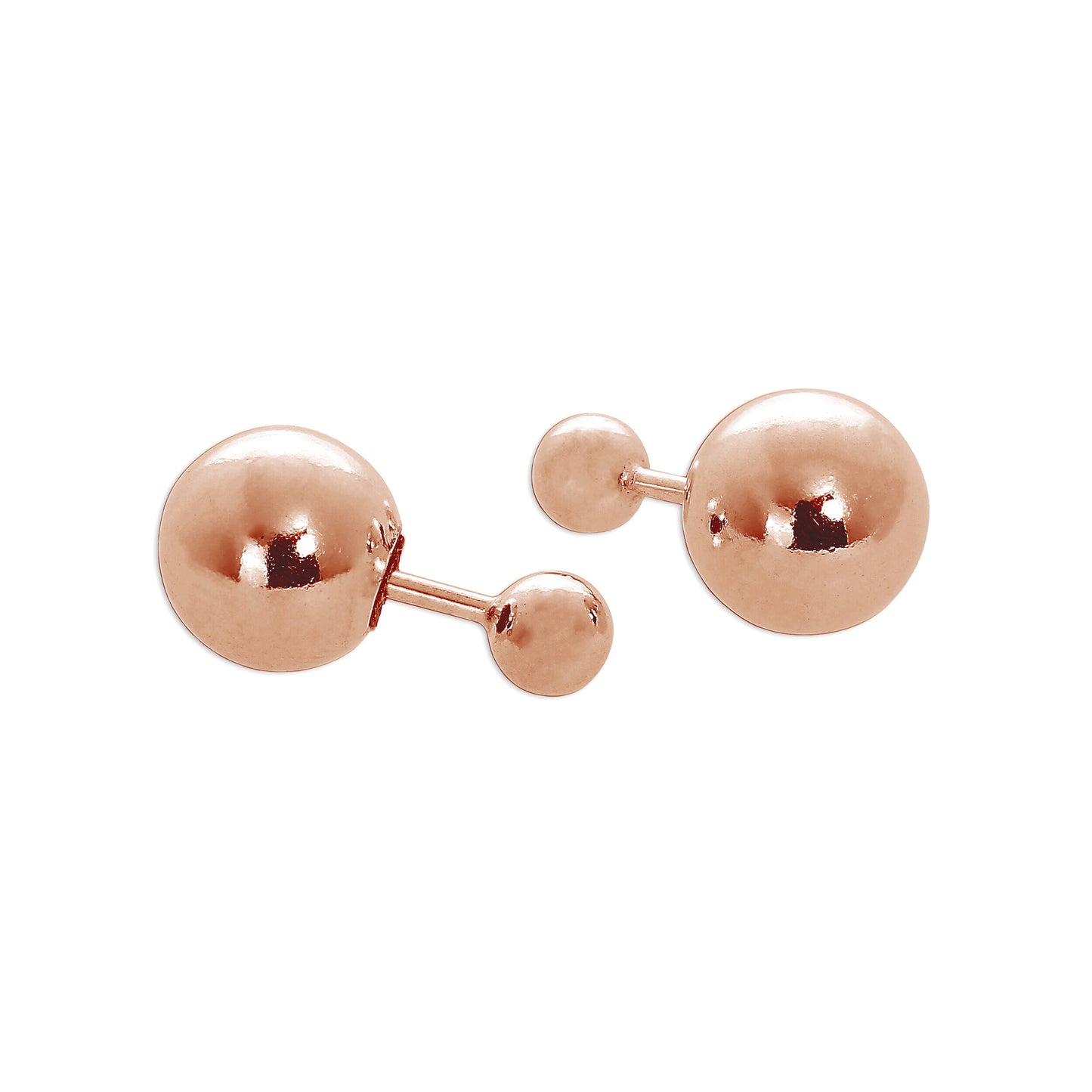 Rose Gold Plated Sterling Silver Double Ball Stud Earrings