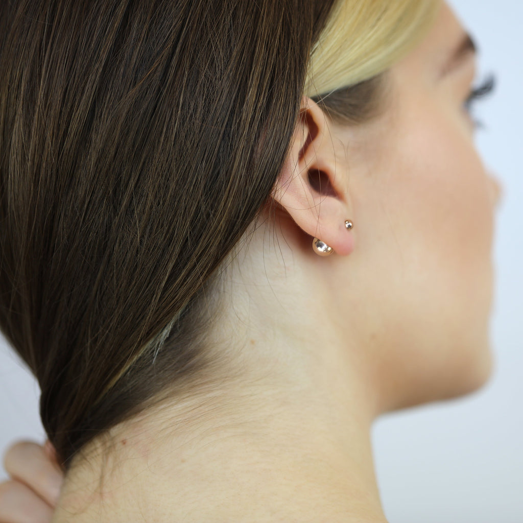 Rose Gold Plated Sterling Silver Double Ball Stud Earrings