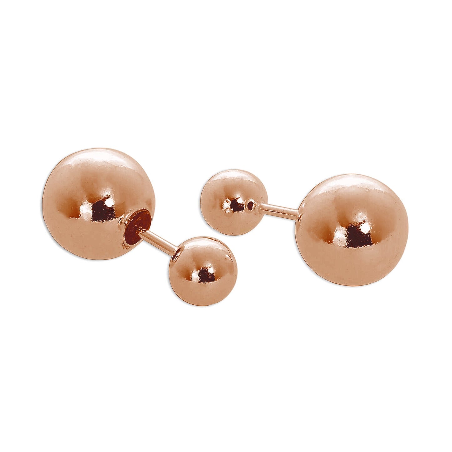 Rose Gold Plated Sterling Silver Double Sided 6mm Ball Stud Earrings