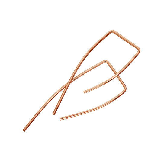 Rose Gold Plated Sterling Silver Pull Through Bar Earrings