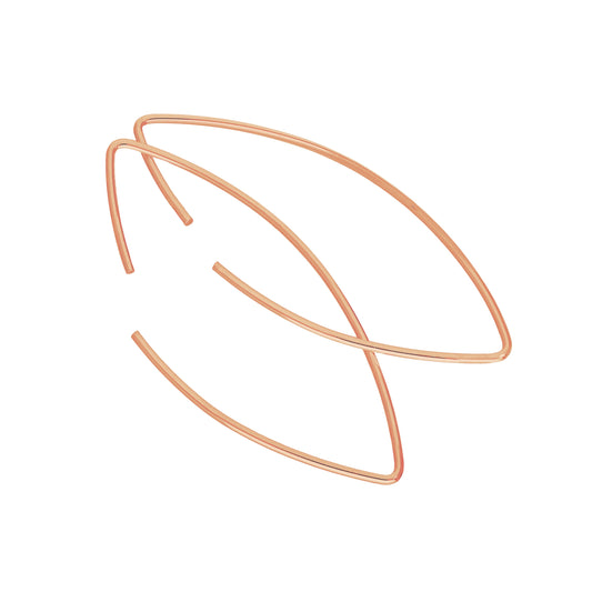 Rose Gold Plated Sterling Silver Pull Through Bar Oval Earrings