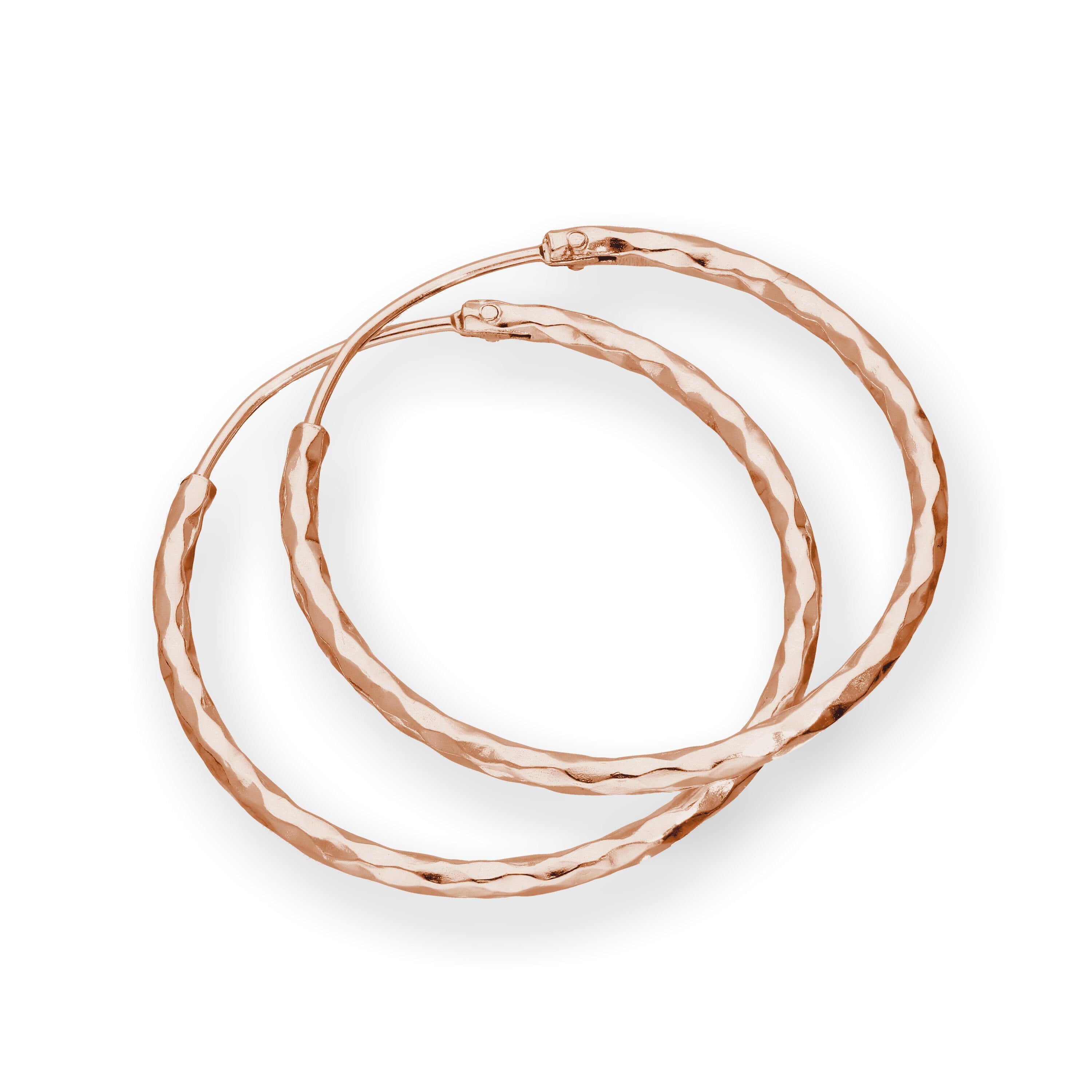 Rose Gold Plated Sterling Silver Diamond Cut 24mm Hoop Earrings