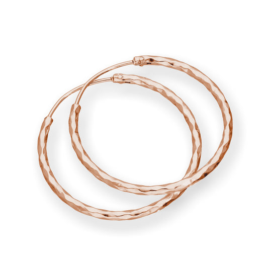 Rose Gold Plated Sterling Silver Diamond Cut 24mm Hoop Earrings