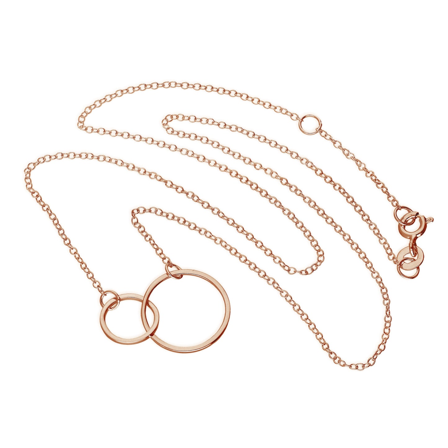 Rose Gold Plated Sterling Silver Karma Circles Necklace 17"