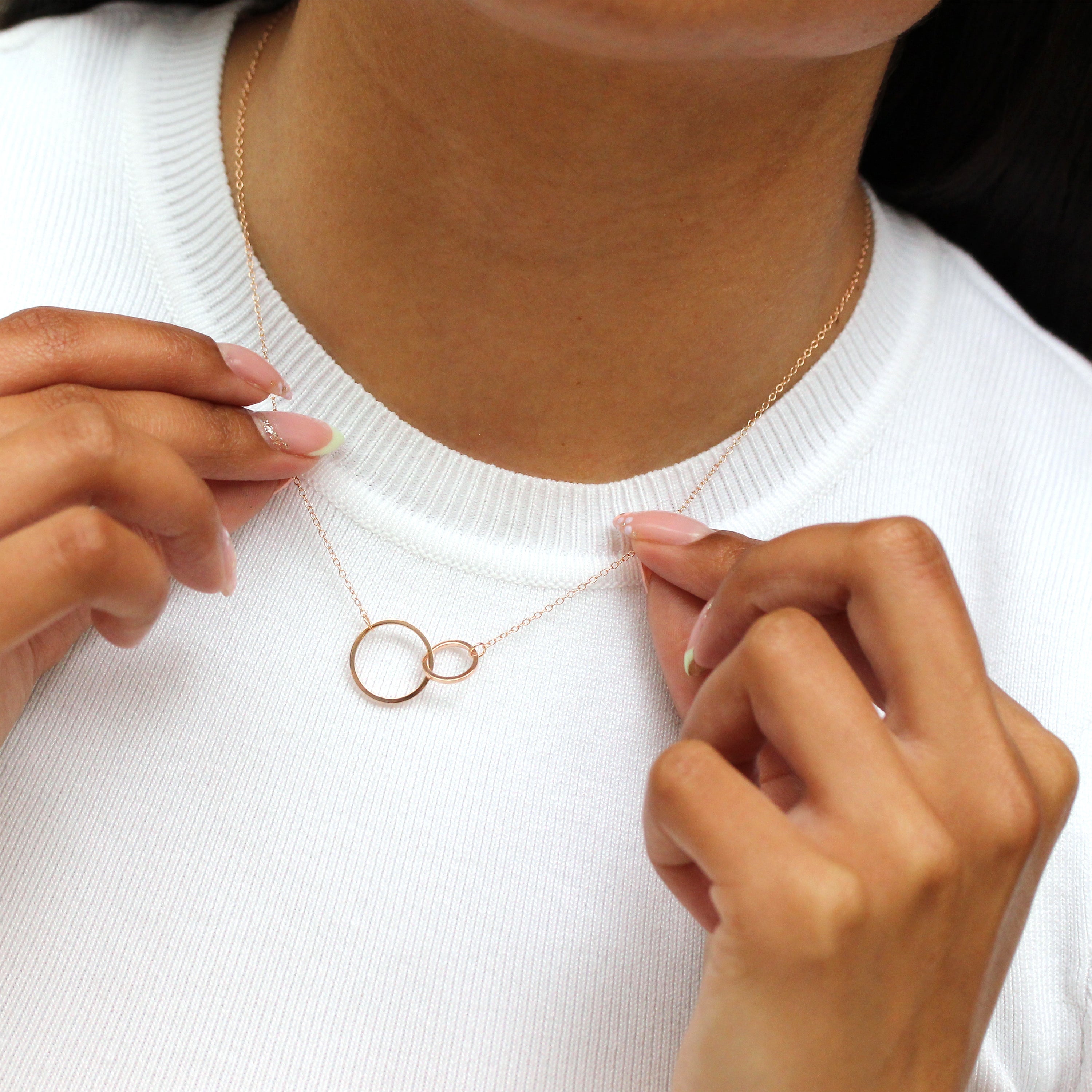 Rose Gold Plated Sterling Silver Karma Circles Necklace 17"