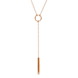 Rose Gold Plated Sterling Silver Circle & Bar Necklace 18 Inches