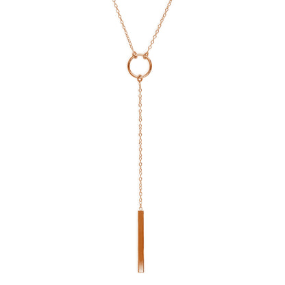 Rose Gold Plated Sterling Silver Circle & Bar Necklace 18 Inches