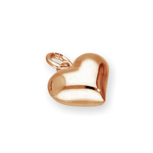 Rose Gold Plated Sterling Silver Puffed Heart Charm