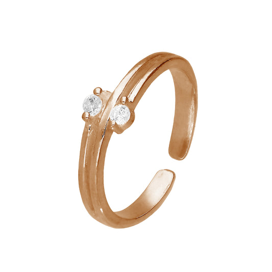 Rose Gold Plated Sterling Silver & CZ Adjustable Toe Ring