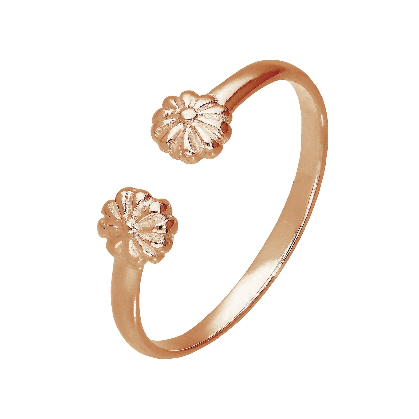 Rose Gold Plated Sterling Silver Flowers Adjustable Toe Ring