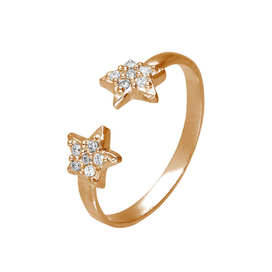 Rose Gold Plated Sterling Silver CZ Star Adjustable Toe Ring