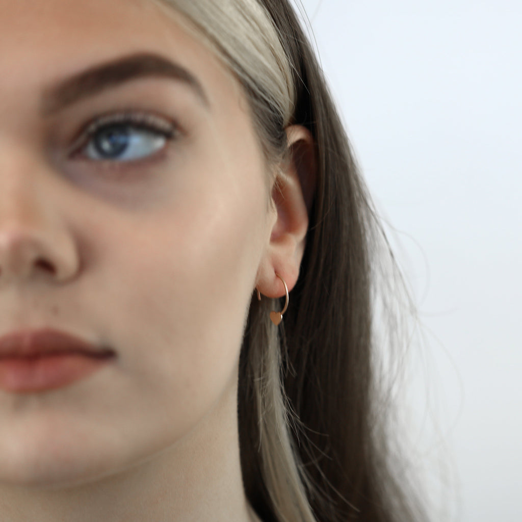 Rose Gold Plated Sterling Silver Heart Pull Through Earrings