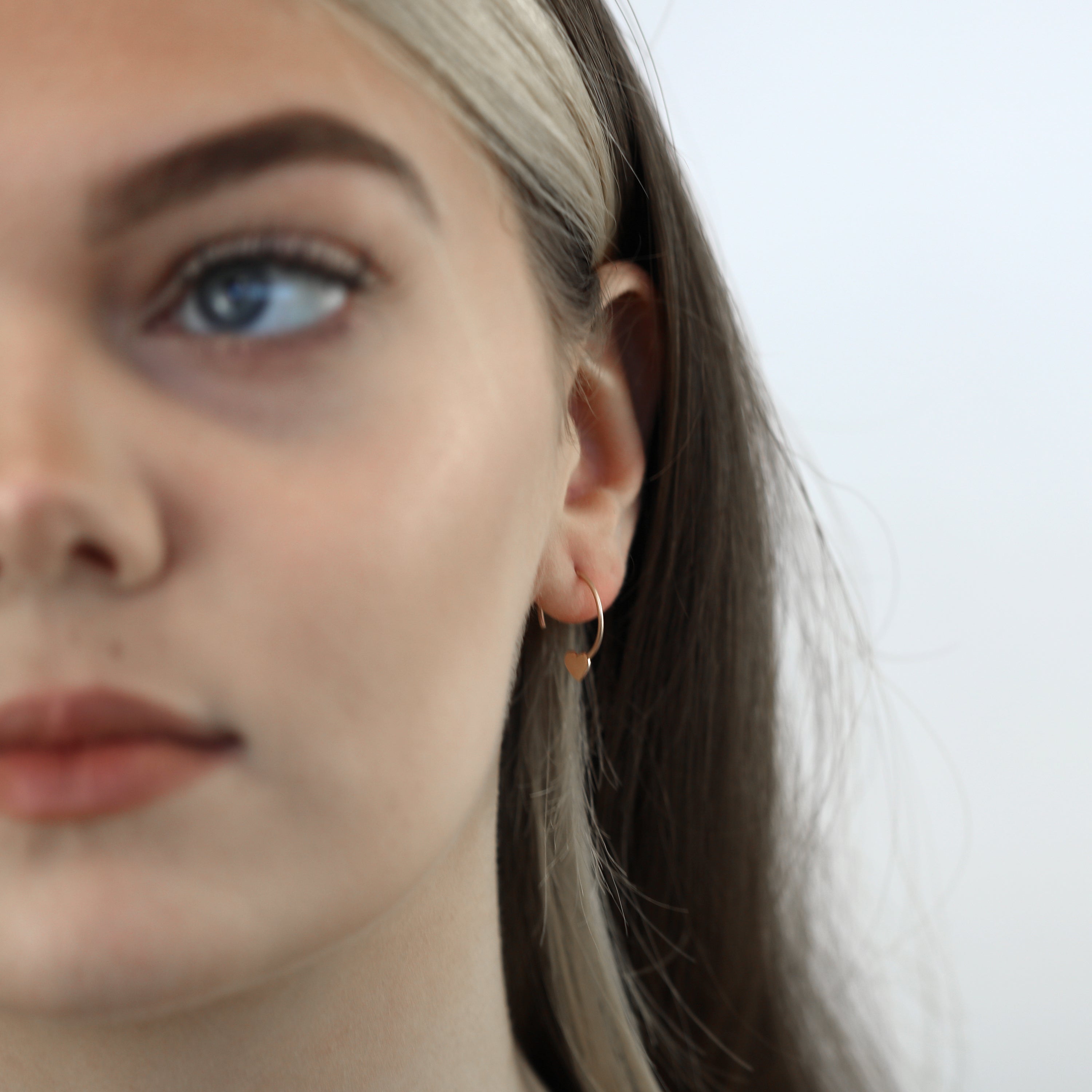 Rose Gold Plated Sterling Silver Heart Pull Through Earrings