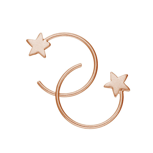 Rose Gold Plated Sterling Silver Star Pull Through Earrings