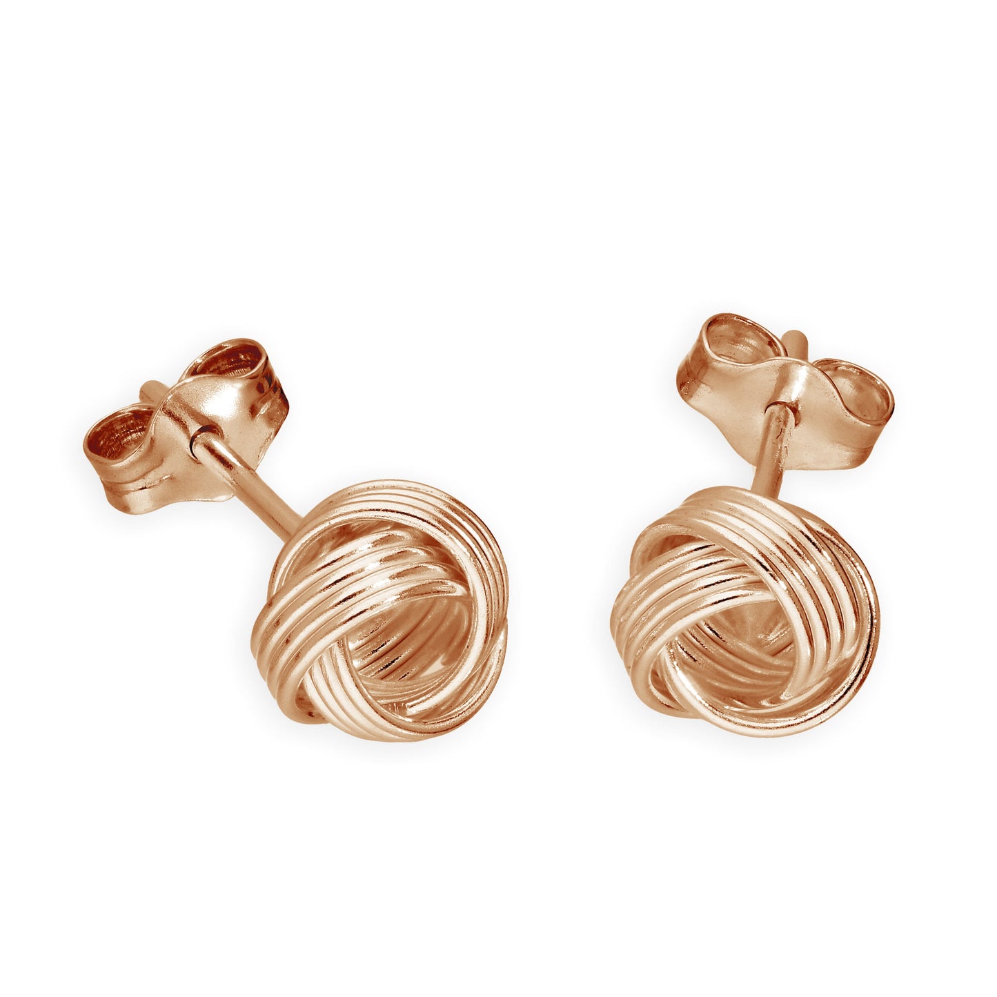 Rose Gold Plated Sterling Silver 6mm Knot Stud Earrings