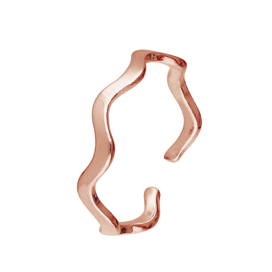 Rose Gold Plated Sterling Silver Wavy Band Toe Ring