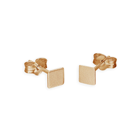 Rose Gold Plated Sterling Silver 4mm Square Stud Earrings