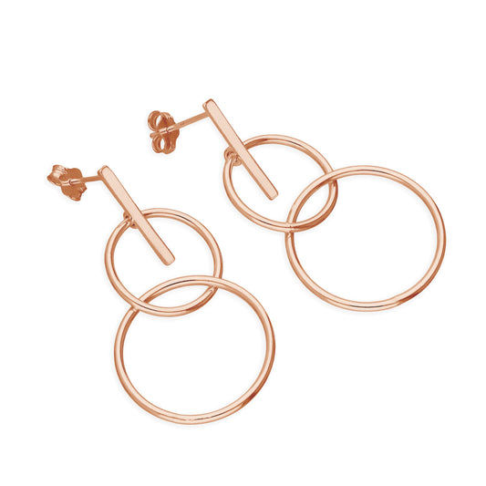 Rose Gold Plated Sterling Silver Infinity Drop Stud Earrings