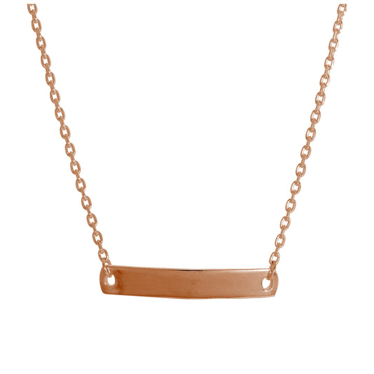 Rose Gold Plated Sterling Silver ID Plate Necklace 16 Inches