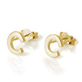 Yellow Gold Plated Sterling Silver Alphabet Letters Stud Earrings