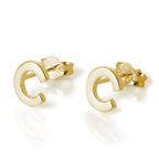 Yellow Gold Plated Sterling Silver Alphabet Letters Stud Earrings
