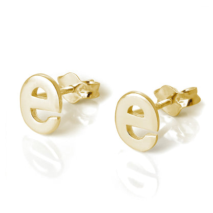 Yellow Gold Plated Sterling Silver Alphabet Letters Stud Earrings