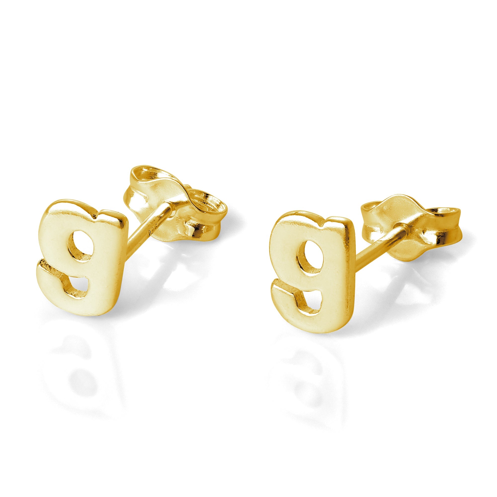 Yellow Gold Plated Sterling Silver Alphabet Letters Stud Earrings