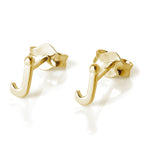 Yellow Gold Plated Sterling Silver Alphabet Letters Stud Earrings