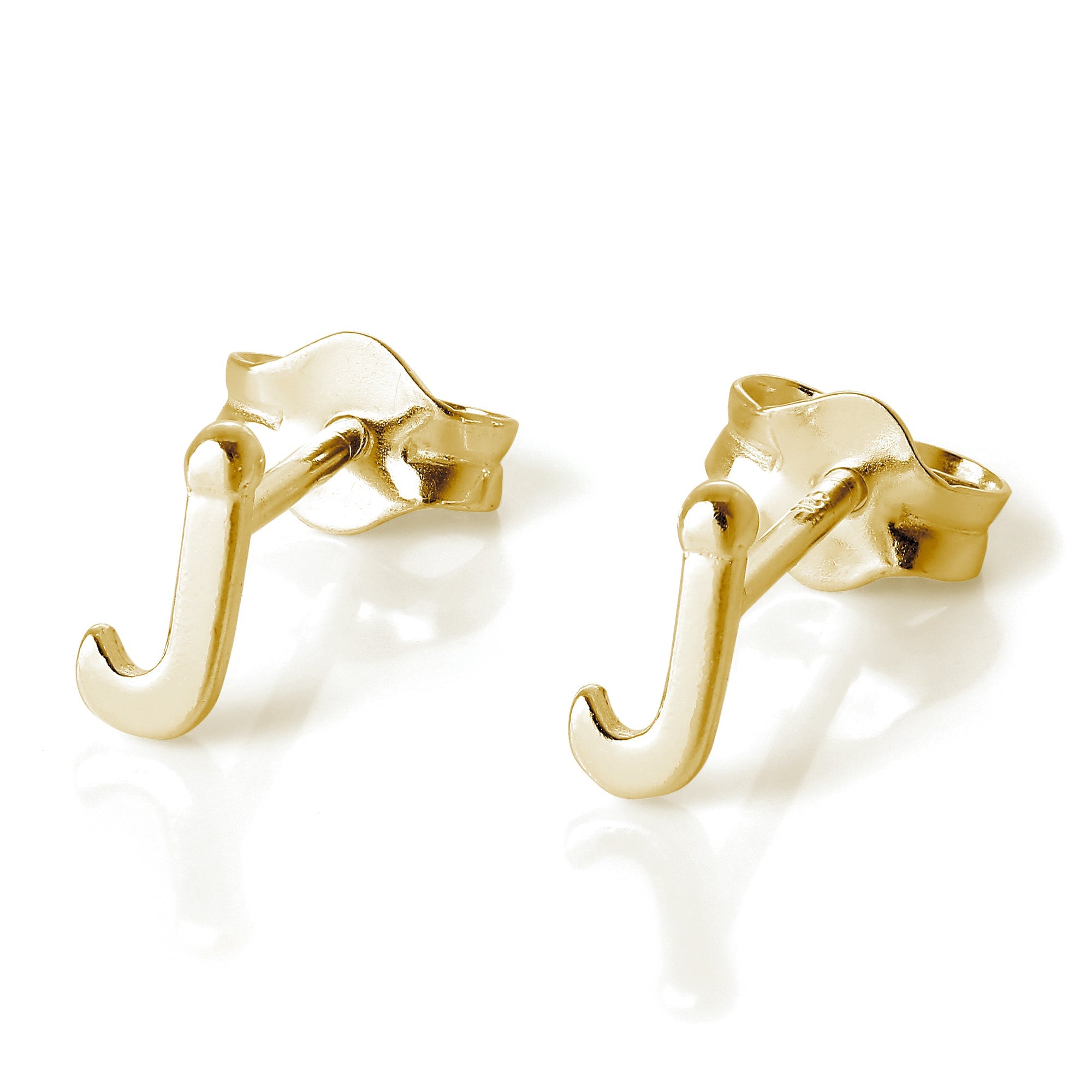 Yellow Gold Plated Sterling Silver Alphabet Letters Stud Earrings