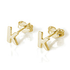 Yellow Gold Plated Sterling Silver Alphabet Letters Stud Earrings