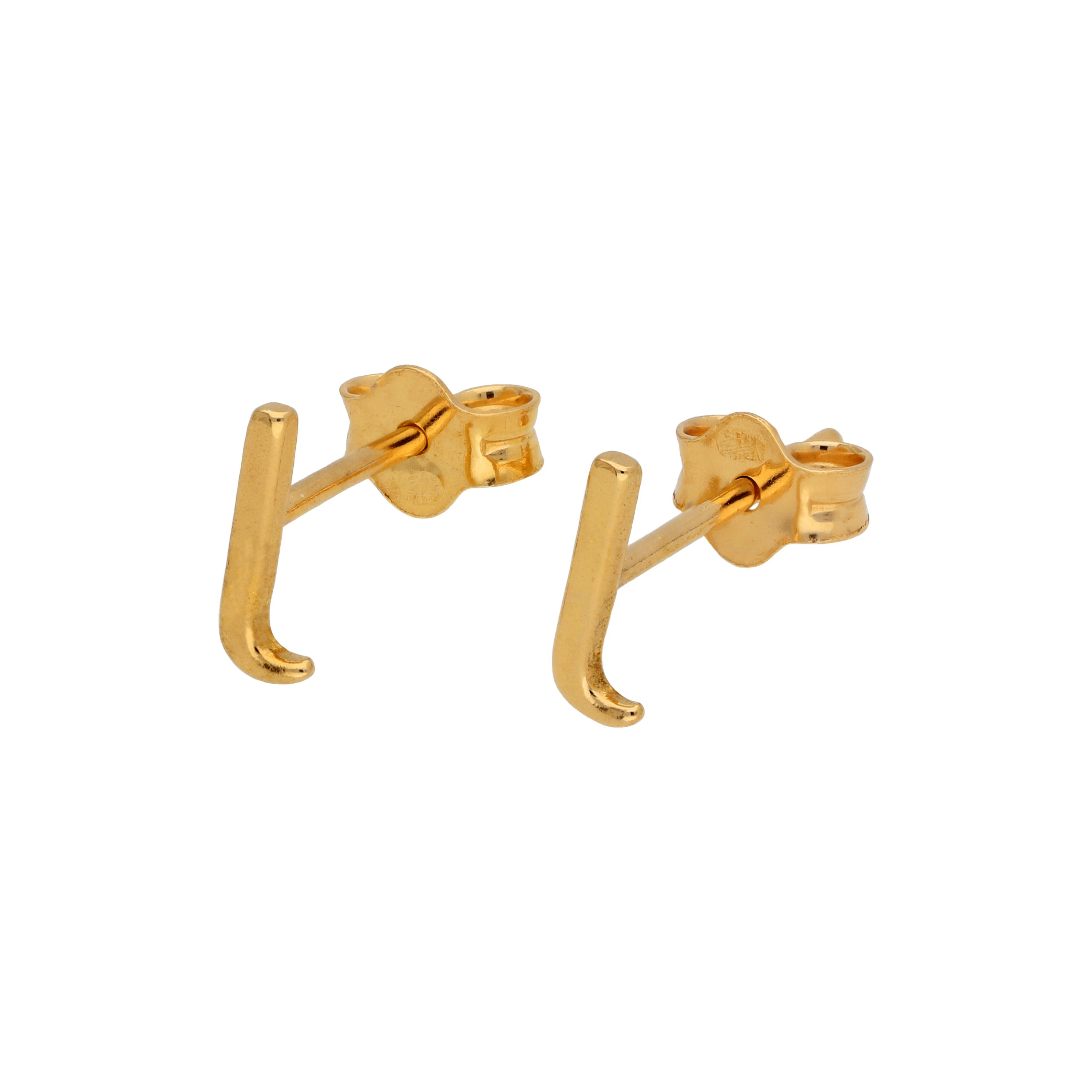 Yellow Gold Plated Sterling Silver Alphabet Letters Stud Earrings