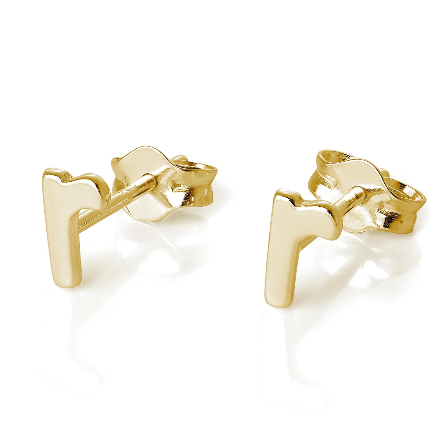 Yellow Gold Plated Sterling Silver Alphabet Letters Stud Earrings