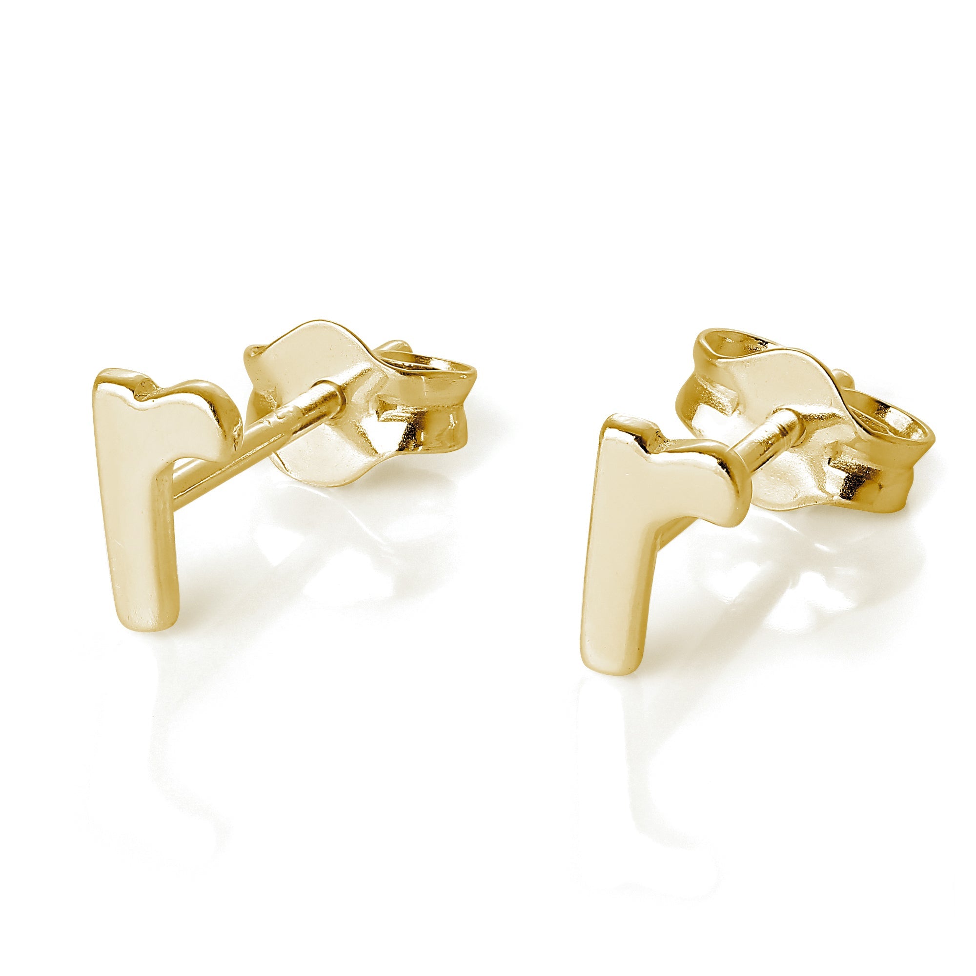 Yellow Gold Plated Sterling Silver Alphabet Letters Stud Earrings