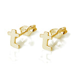 Yellow Gold Plated Sterling Silver Alphabet Letters Stud Earrings