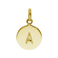 Gold Plated Sterling Silver Engravable Round Letter A-Z Charm