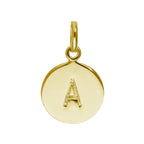 Gold Plated Sterling Silver Engravable Round Letter A-Z Charm